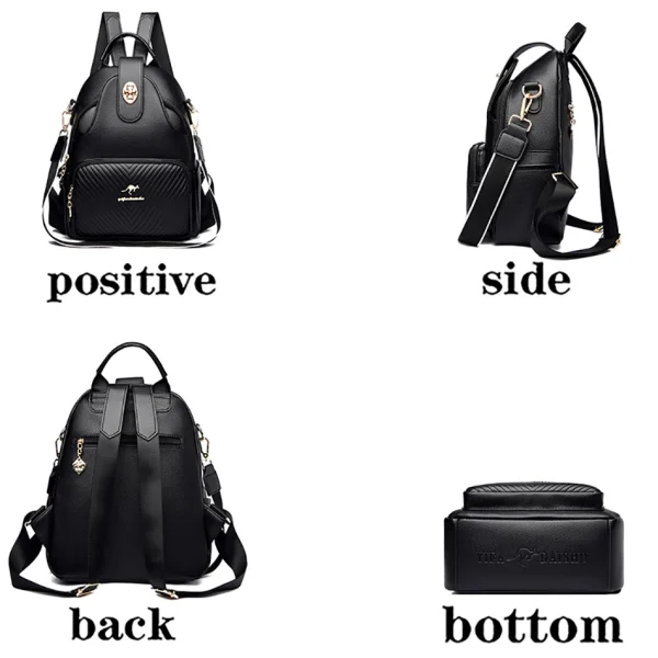 Women's Soft Leather Backpack - High-Quality School Bag for Teens - Image 5