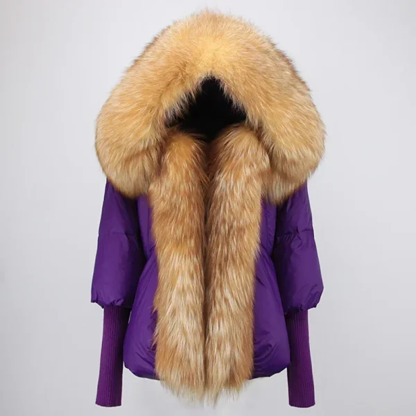 2024 Oversized Down Puffer Coat with Fox Fur Hood