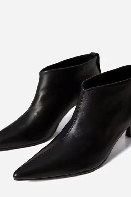 Black PU Leather Ankle Boots – ...