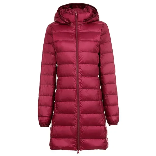 Plus Size Women's Mid-Length Down Jacket - Lightweight, Warm, with Detachable Hood - Image 4