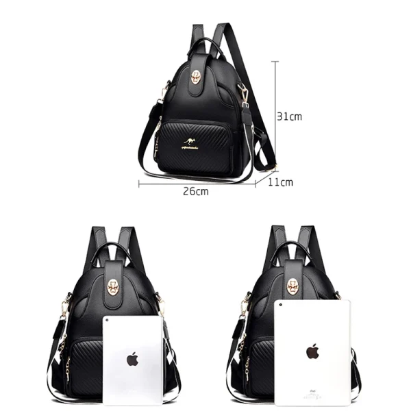 Women's Soft Leather Backpack - High-Quality School Bag for Teens - Image 4