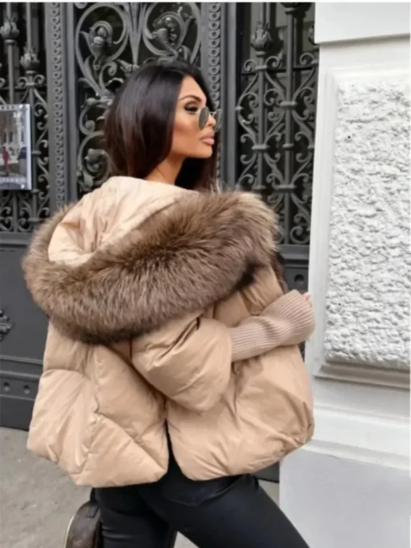 2024 Oversized Down Puffer Coat with Fox Fur Hood - Image 6