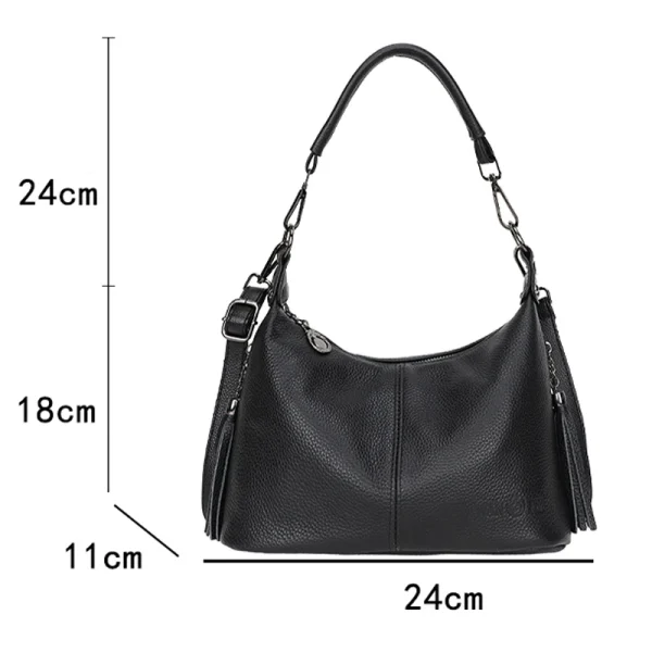 Luxury 100% Cow Leather Crossbody Bag - High-Quality Tassel Handbag - Image 4