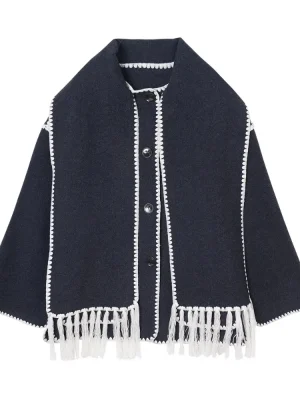 Women’s Wool Scarf Collar Coat ...