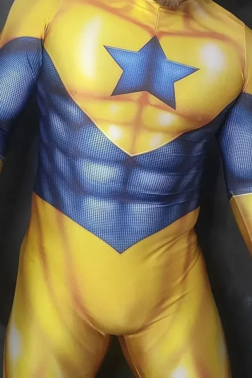 Booster Gold Cosplay Bodysuit – Halloween Superhero Costume for Men & Kids