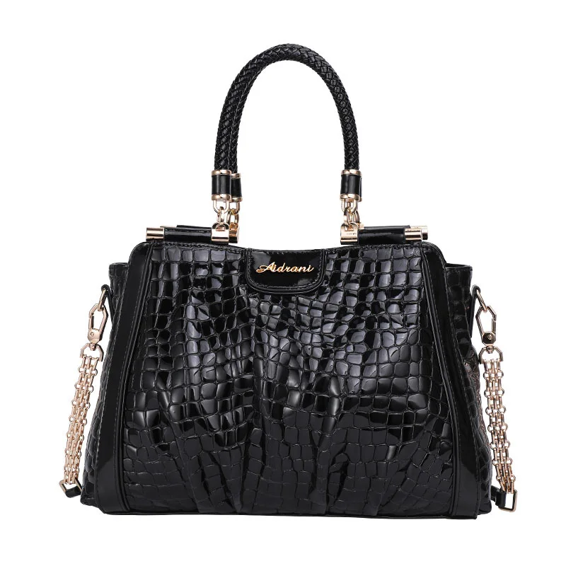 Luxury Crocodile Print Leather Tote – Elegant Top Handle Handbag for Women