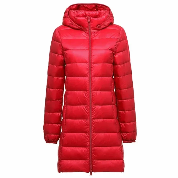 Plus Size Women's Mid-Length Down Jacket - Lightweight, Warm, with Detachable Hood - Image 2