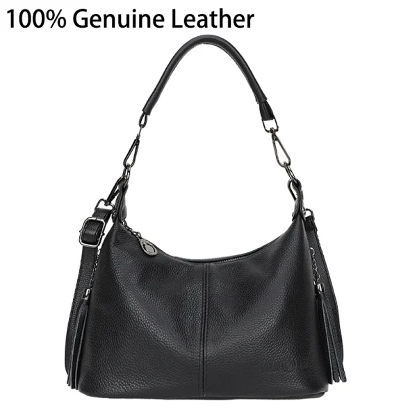 Luxury 100% Cow Leather Crossbody Bag - High-Quality Tassel Handbag - Image 2