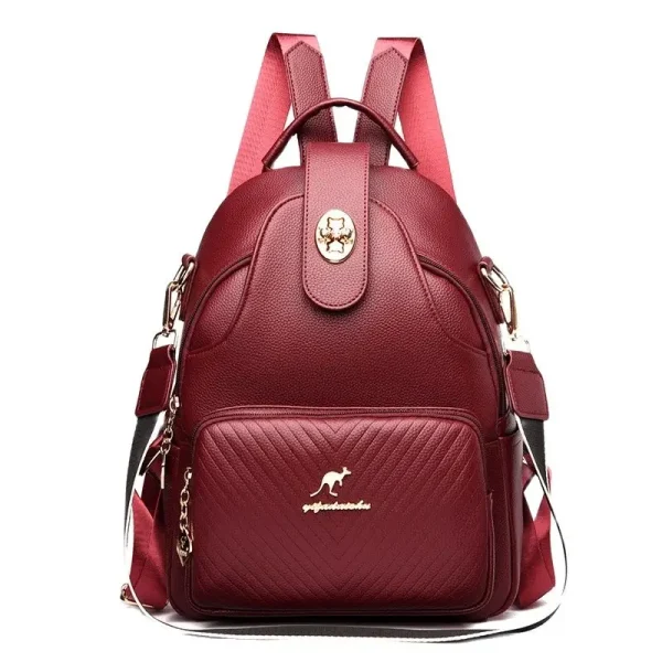 Women's Soft Leather Backpack - High-Quality School Bag for Teens - Image 3