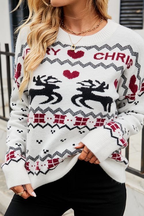 Christmas Deer Knitted Pullover Sweater