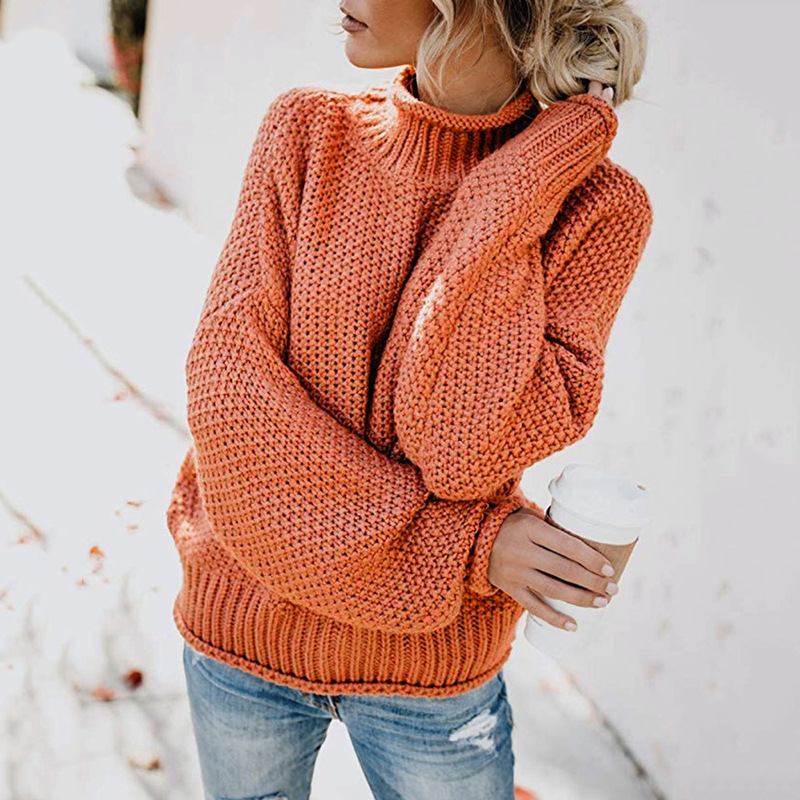 Thick Thread Turtleneck Knit Pullover – Autumn Winter Style