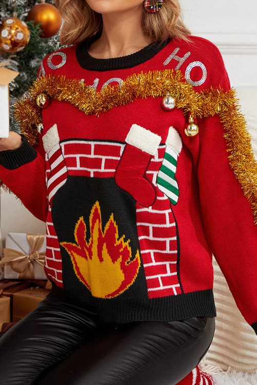 Embroidered Letter Christmas Sweater ...