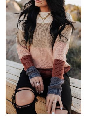 Loose Striped Round Neck Sweater