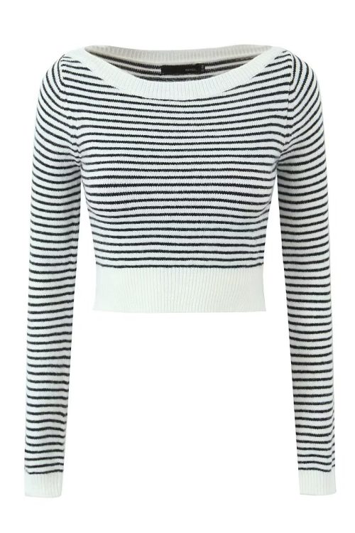 Striped Slim Fit Knit Top – Sho...