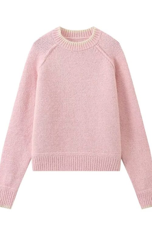 Three-Color Round Neck Sweater &#8211...