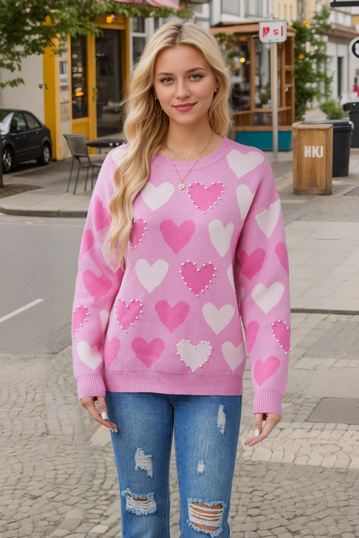 Beaded Heart Valentine’s Day Sweater