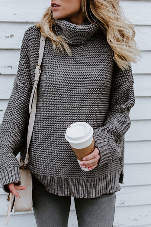 Thick Thread Turtleneck Pullover