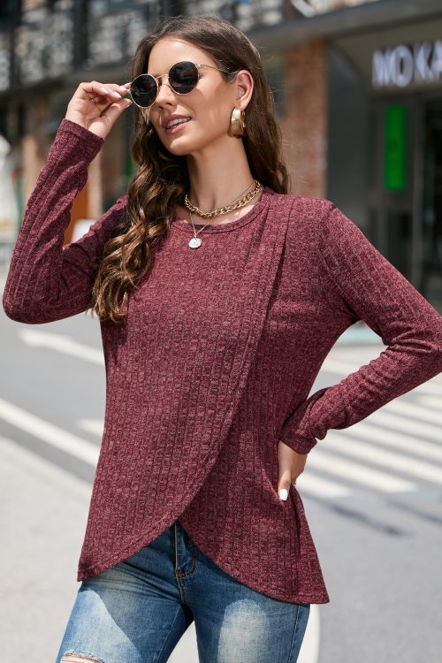 Niche Crew Neck Split Sweater for Wom...