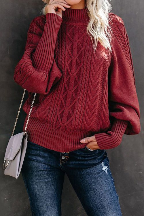 Loose Mid Neck Solid Color Sweater