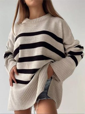 Women’s Casual Striped Loose Cr...