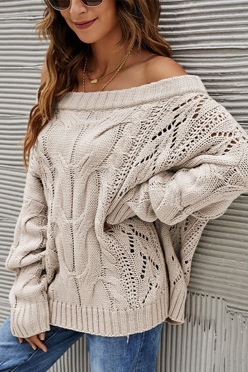 Plus Size Off-Shoulder Loose Sweater