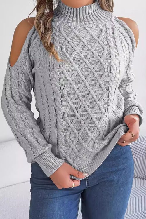 Casual Twist Off-Shoulder Pullover Sweater