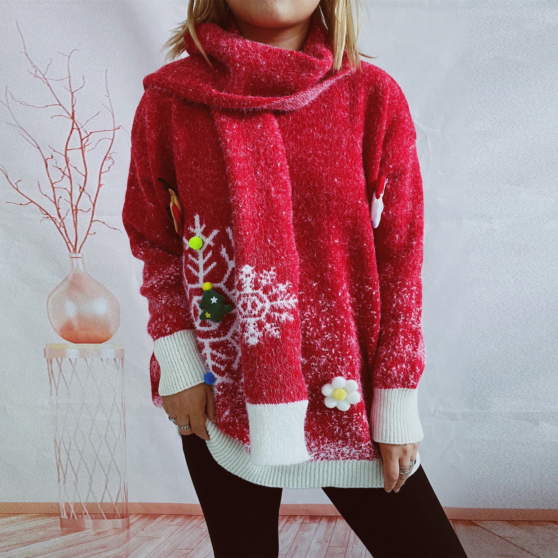 Christmas Snowflake Sweater & Scarf Set