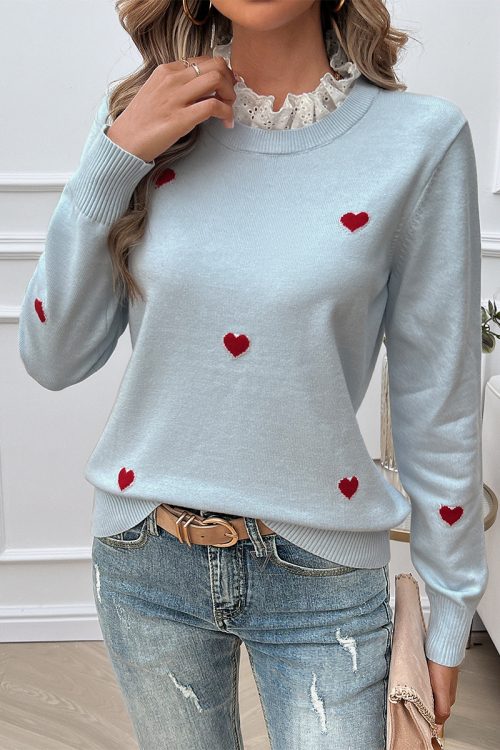 Autumn Winter Embroidered Love Sweate...