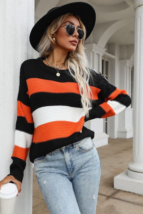 Trendy Loose Striped Sweater for Women