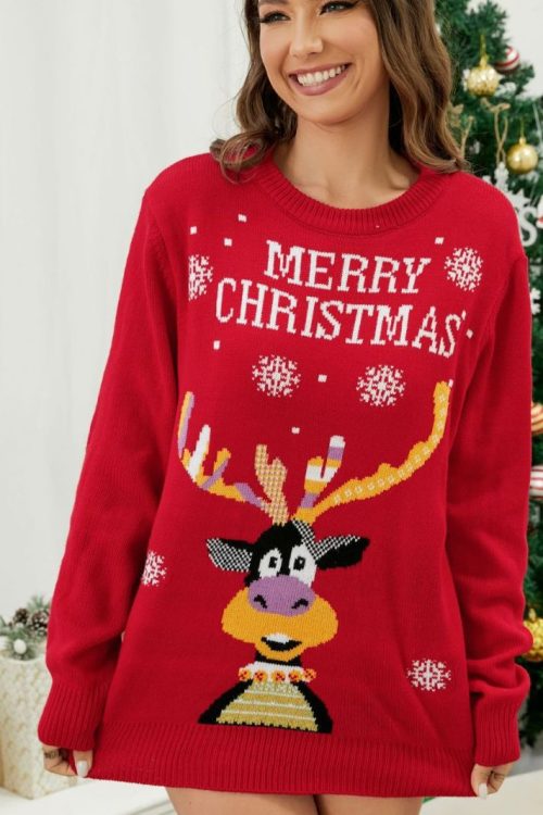 Christmas Elk & Letter Jacquard S...