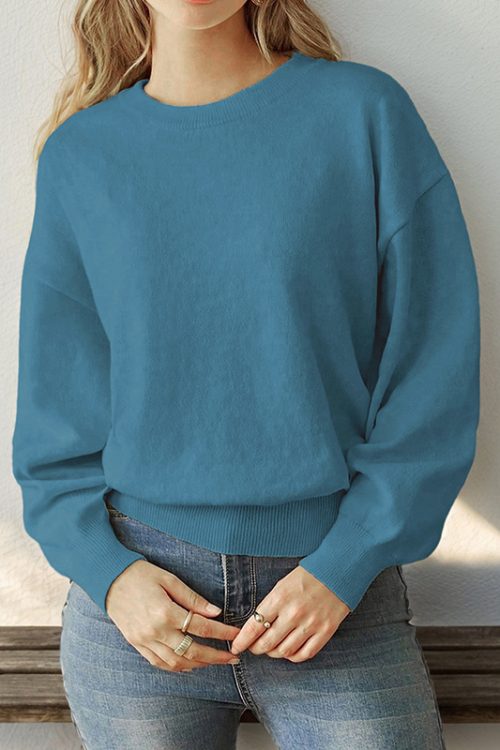 Fall Solid Color Round Neck Sweater