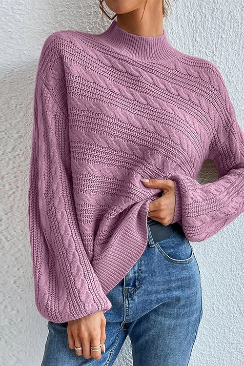 Loose Round Neck Twist Sweater for Women