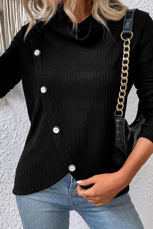 Irregular Asymmetric Black Sweater