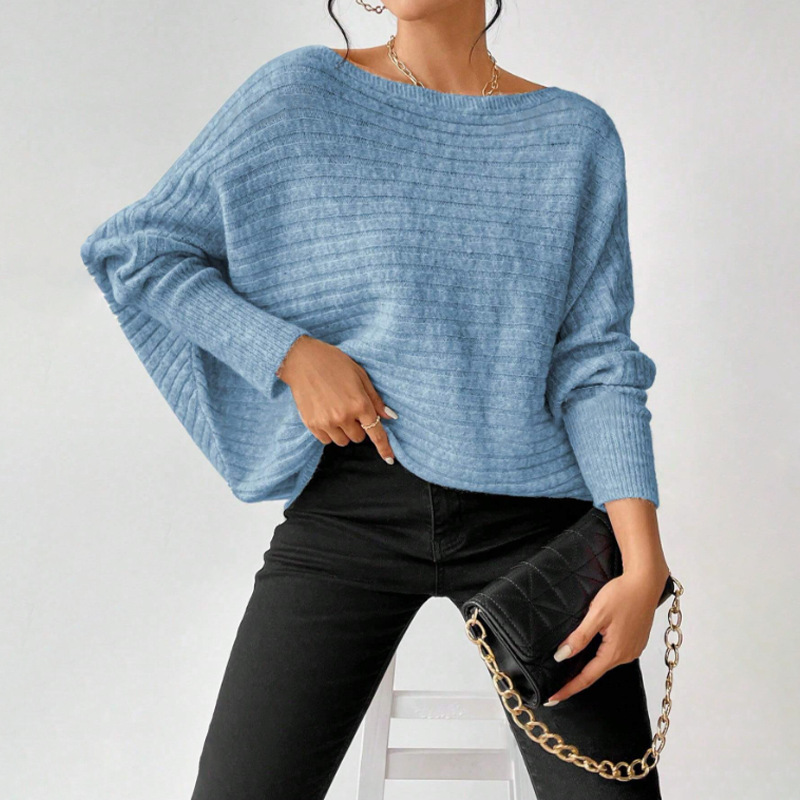 Batwing Sleeve Off-Neck Knit Sweater