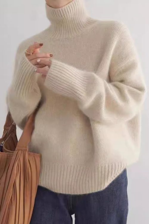 Soft Turtleneck Loose Knit Sweater