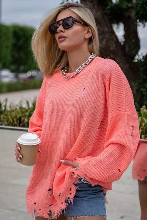 Loose Knit Mid-Length Sweater –...