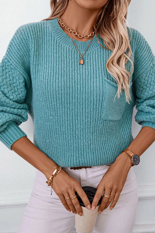 Autumn Casual Solid Pocket Pullover