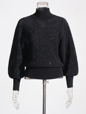 Autumn Diamond Lantern Sleeve Sweater