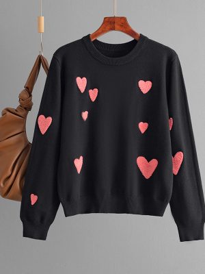 Women’s Love Embroidered Crew N...