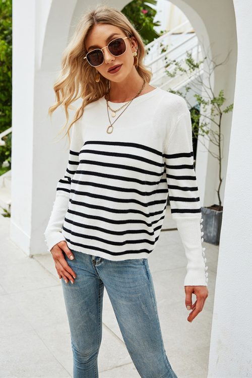 Women’s Striped Fastener Knit S...