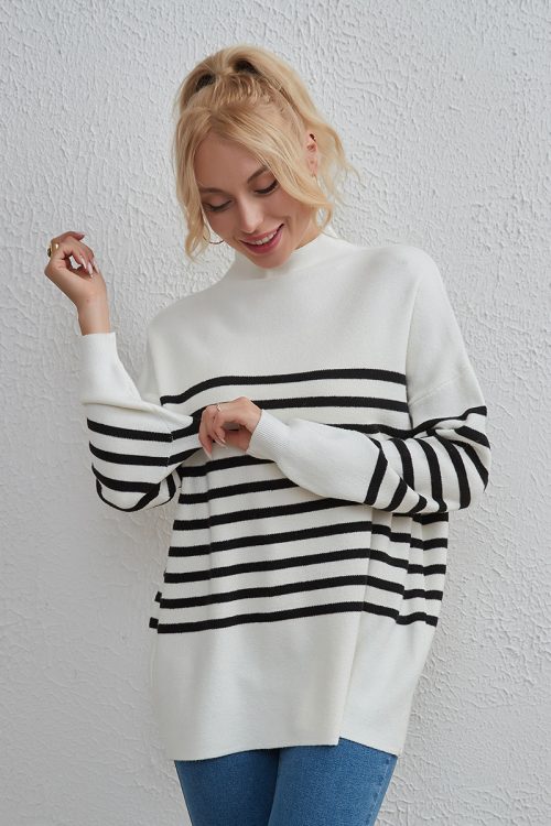 Simple Striped Round Neck T-Shirt &#8...