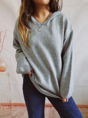 Casual Loose Hoodie Knit Sweater