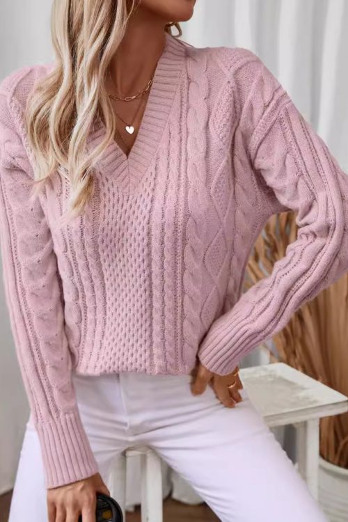 Vintage Twisted V-Neck Pullover Sweat...