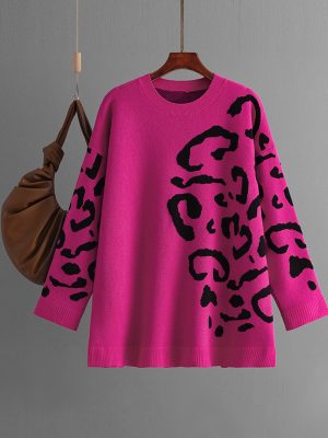 Leopard Print Brocade Sweater –...