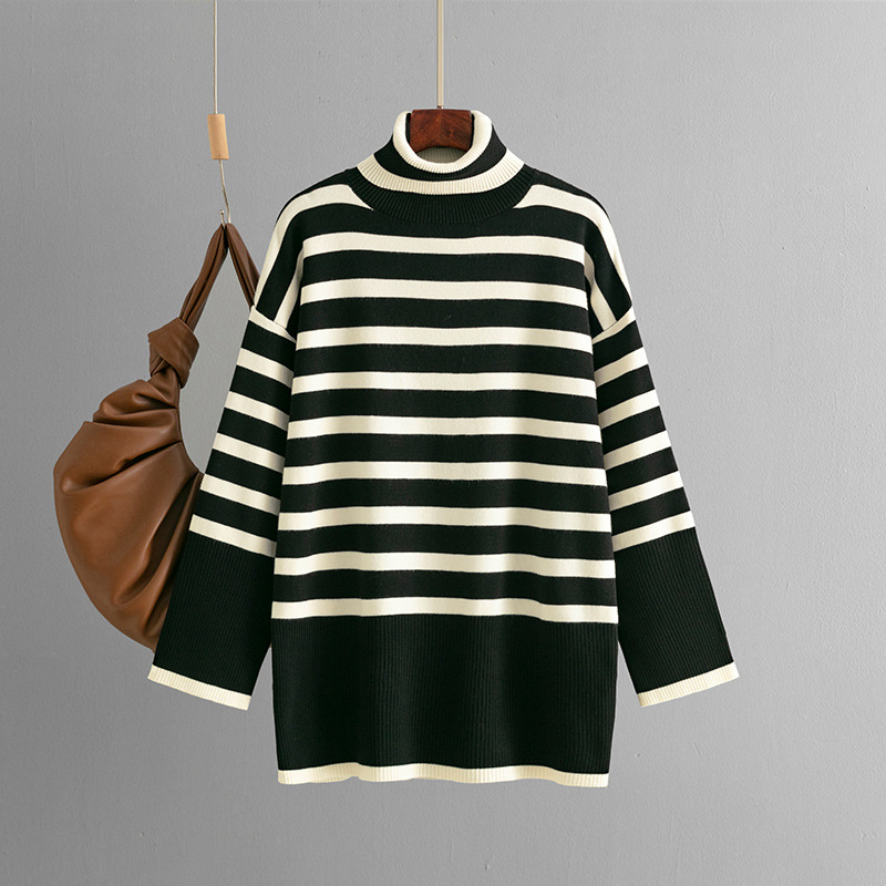 Women’s Loose Striped Turtleneck Sweater