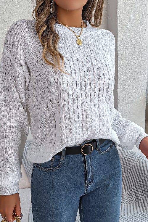 Solid Color Twist Lantern Sleeve Pullover