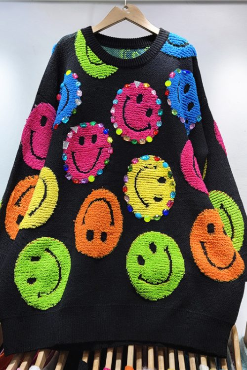 Smiley Bead Pullover Women’s Sw...