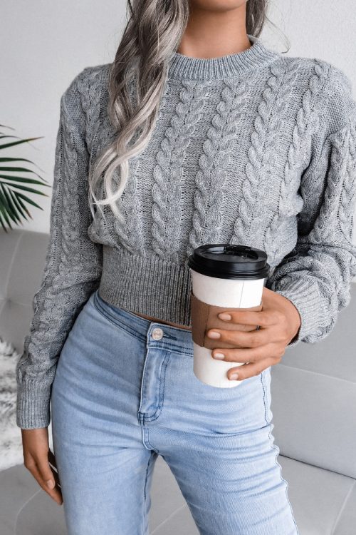 Autumn Winter Twist Cropped Sweater