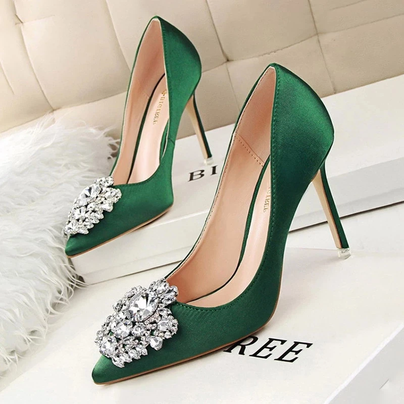 Stylish Rhinestone Stilettos – Sexy High Heels for Women, Luxurious Pumps for Weddings & Parties