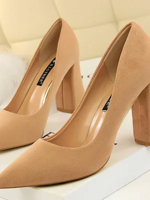 Thick Heel Suede Pumps for Women &#82...